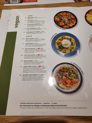 Menu at Wagamama in Milan