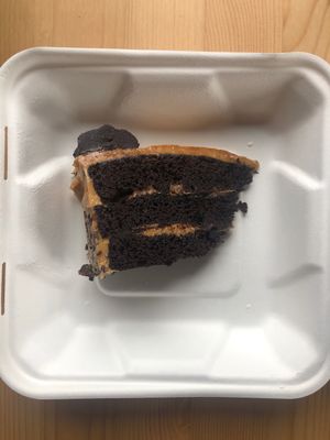 Vegan chocolate caramel cake at Systrakaffi in Kirkjubaejarklaustur