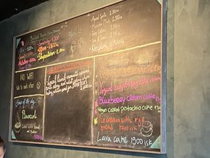 Vegan desserts on the board  at Systrakaffi in Kirkjubaejarklaustur