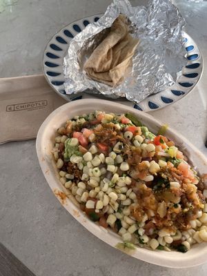 Sofritas bowl and extra tortilla   at Chipotle - Ave Pico in San Clemente