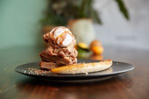 these waffles are nek level, especially with the caramelised bananas...  at Yalla Yalla in Hamilton