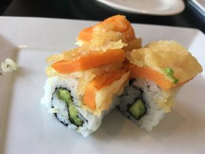 Yam roll (with no mayo) Yummy!! at Just Delicious Japanese Bistro in Summerland