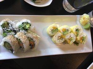 Veggie Roll & Avocado Mango Roll at Just Delicious Japanese Bistro in Summerland
