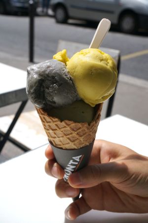 Black Sesame/Avocado/Matcha (all vegan) at Impronta in Paris