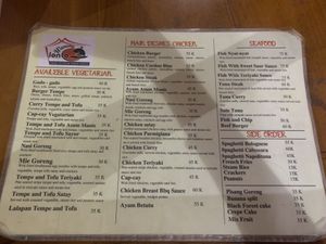 Menu  at Lonto in Penida Island