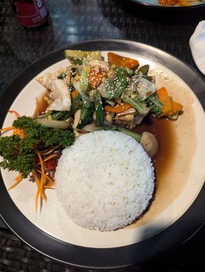 Teriyaki tofu and tempe at Lonto in Penida Island