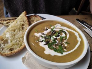 Soup of the day: lentil, cauliflower and coconut at The Warren in Carmarthen