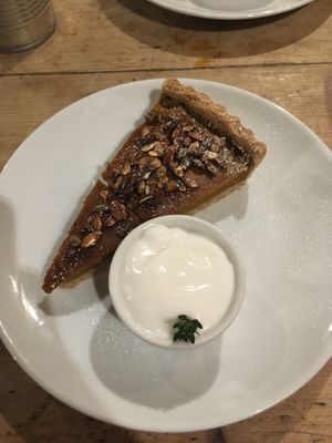 Vegan pumpkin pie with coconut yoghurt  at The Warren in Carmarthen