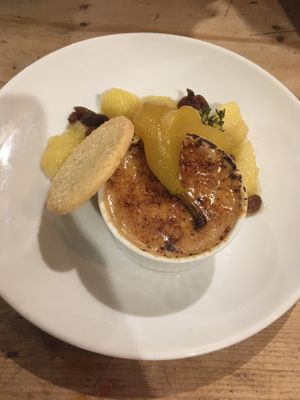 Vegan brûléed rice pudding with homemade shortbread  at The Warren in Carmarthen