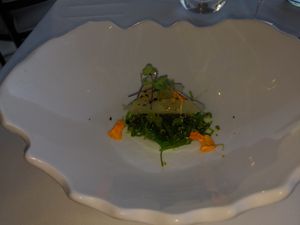 Asparagus and seaweed starter. Vegan. at Villa Venecia Hotel in Benidorm