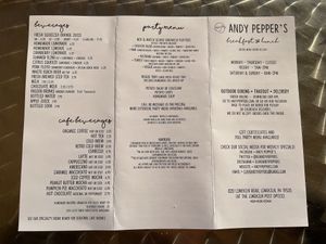 Menu  at Andy Pepper's in Oley