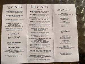 Menu  at Andy Pepper's in Oley