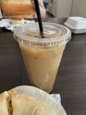 Iced vanilla latte with oat milk   at Andy Pepper's in Oley