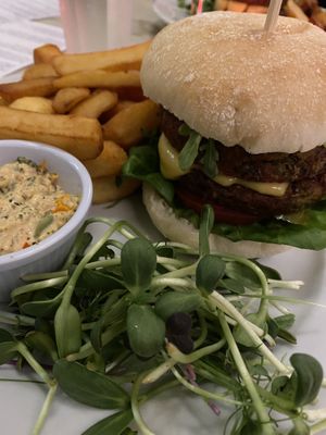 Garden burger, delicious!  at The Ferry Inn in Cardigan