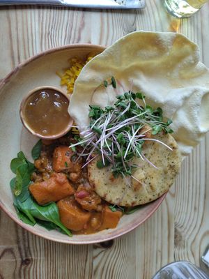 Sweet potato and spinach curry at The Ferry Inn in Cardigan