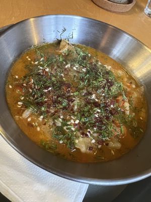 Burnt aubergine soup (vgo)  at Kiln in Newcastle Upon Tyne