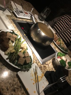 Good Earth Vegetarian vegan version with veggie broth at The Melting Pot in White Plains