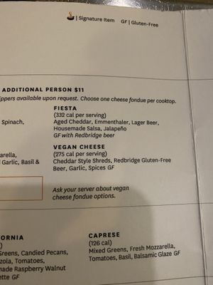 Vegan cheese at The Melting Pot in White Plains