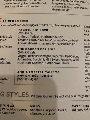 Garden pot entree at The Melting Pot in White Plains