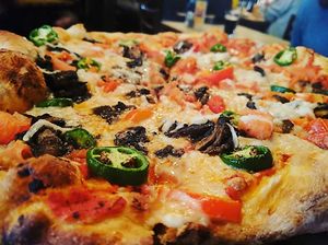 Vegan Pizza w/ Butcher Son's Cheese at Cato's Ale House in Oakland