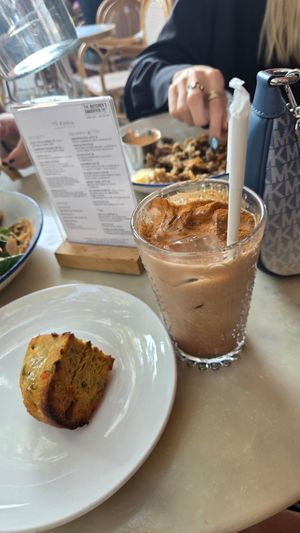 Chai and cake at The Butcher's Daughter in Brooklyn