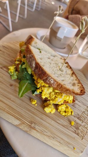 Vegan egg sandwich (tofu scramble) at The Butcher's Daughter in Brooklyn