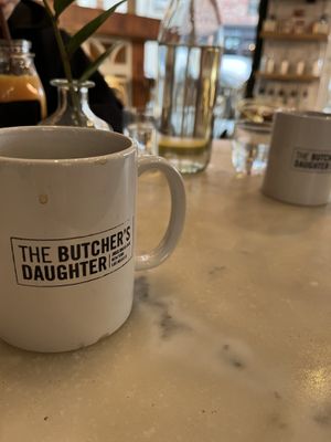 Coffee refill  at The Butcher's Daughter in Brooklyn