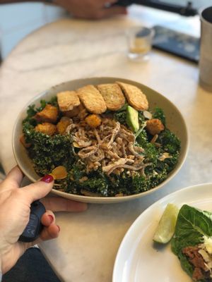 Tempeh and kale  at The Butcher's Daughter in Brooklyn