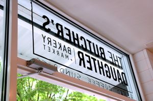 There's a bakery next door. at The Butcher's Daughter in Brooklyn