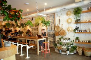 From the bakery and coffee shop next door. at The Butcher's Daughter in Brooklyn