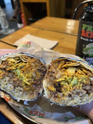 Burrito with fresh mex pulled jackfruit and chipotle mixed bean chilli  at FreshMex in Aberdeen