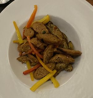 Vegan Sauasage and Peppers   at Leone's Italian Restaurant in Norfolk