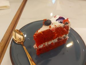 Vegan red velvet birthday cake (made to order) at Biscotti House in Chiang Mai