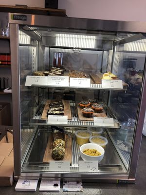 Selection of cabinet food at Catnap Cafe in Christchurch