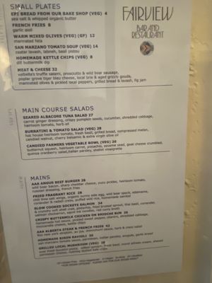 Menu   at Fairview in Lake Louise