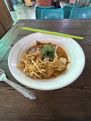 Khao soi 😋😍  at Santi Asoke Temple Community in Bangkok