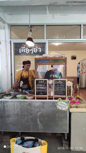 Noodle stall at Santi Asoke Temple Community in Bangkok