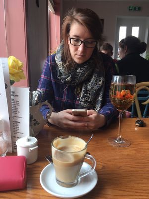 Latte with Soy Milk at Cafe Eighty2 in Drumnadrochit