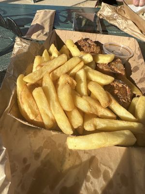 Chips and dumplings   at Northcote Fish & Chips in Northcote