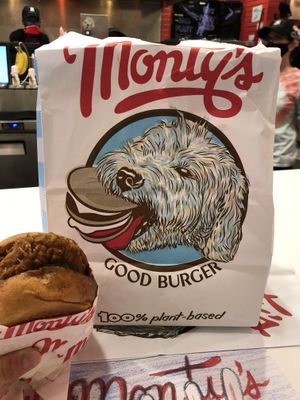 Chick’n sandwich  at Monty's Good Burger in Riverside