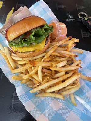 Single cheeseburger with house sauce   at Monty's Good Burger in Riverside