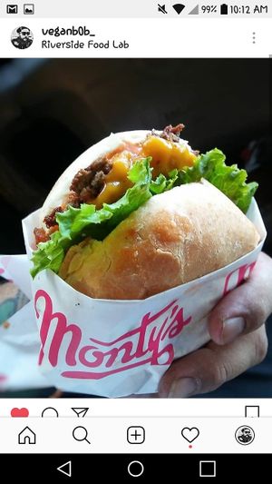 Montys in hand at Monty's Good Burger in Riverside