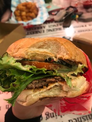 Single, without cheese, extra pickles. Delicious every single time! at Monty's Good Burger in Riverside