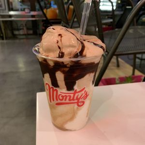 Salted Caramel and Chocolate shake, YUM!!! at Monty's Good Burger in Riverside