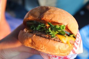 Single Burger at Monty's Good Burger in Riverside