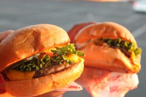 Two Single Burger at Monty's Good Burger in Riverside