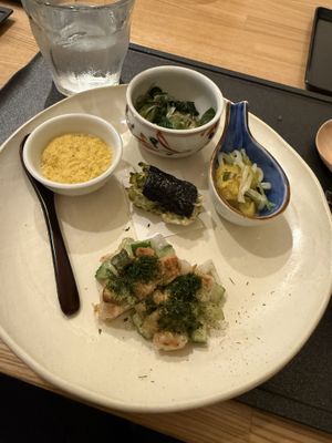 The corn/ soy cheese puree was wonderful !  at Minoya in Tokyo
