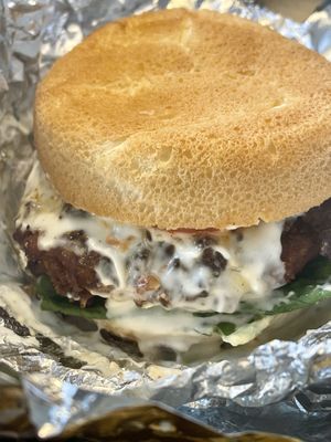 BBQ fried vegan burger at Pure Juicery Bar in Cary