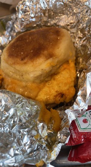 Egg, sausage and cheese  at Pure Juicery Bar in Cary