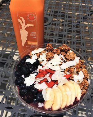 Acai bowl-build your own with organic, cold-pressed juice at Pure Juicery Bar in Cary